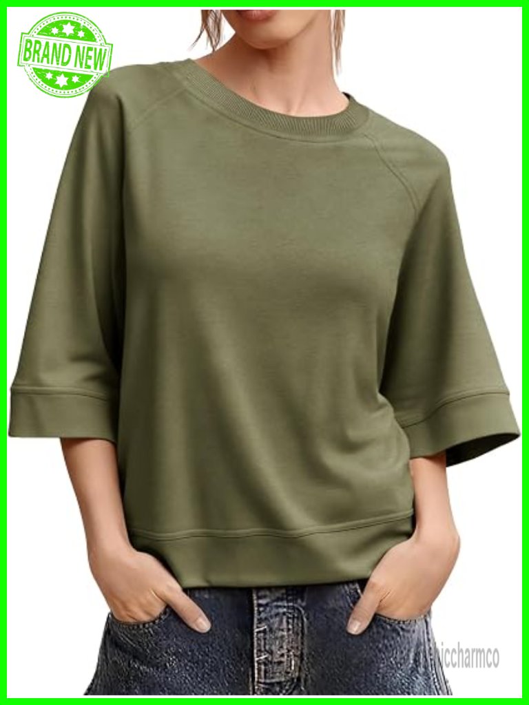 Oversized Boxy Half Sleeve Crew Neck Tunic T-Shirt